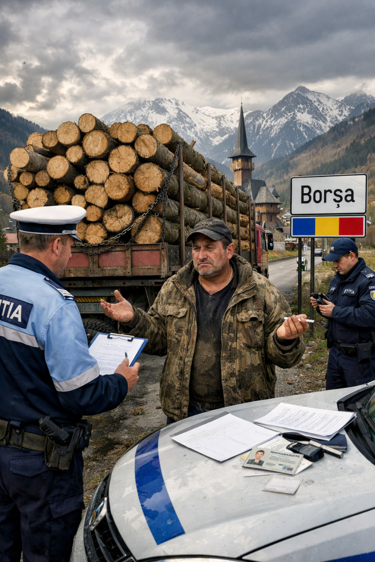 Borșa: aproape 20 mc de lemn fără acte. Autocamionul a fost indisponibilizat