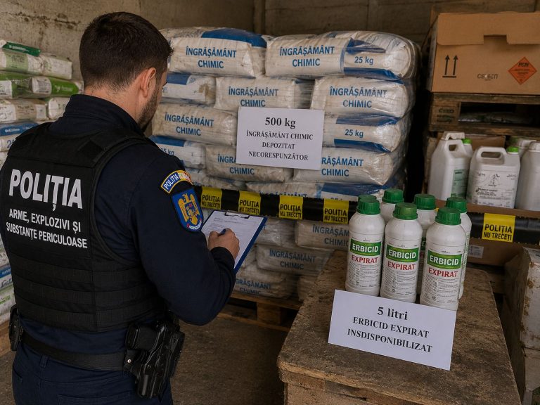 500 kg de îngrășământ chimic și erbicid expirat, descoperite în urma unor verificări la Fărcașa și Sălsig