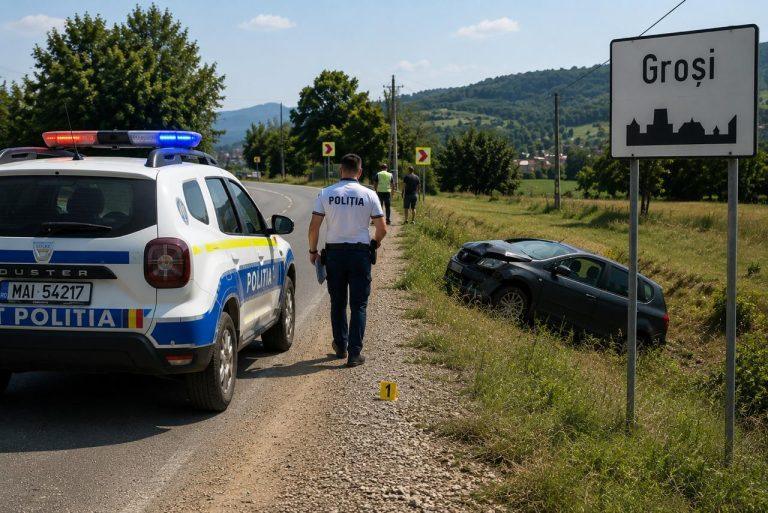 Mașină ieșită de pe șosea în Groși: un pasager a ajuns la spital joi, 16 iulie 2026
