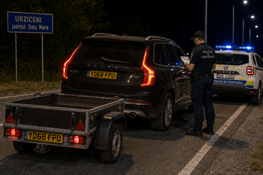 Polițiștii din Satu Mare și-au pus mâinile în cap: aceleași numere pe mașină și remorcă au dus la dosar penal