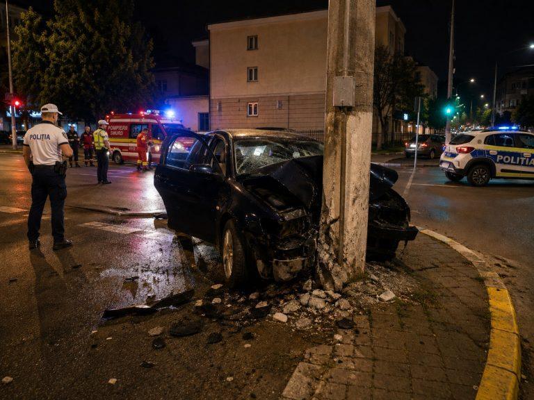 A pierdut controlul la intersecția Republicii cu George Coșbuc: polițiștii băimăreni au aflat rapid de ce