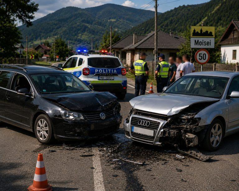 Accident între două mașini la Moisei: șoferii au refuzat transportul la spital, dar unul s-a răzgândit