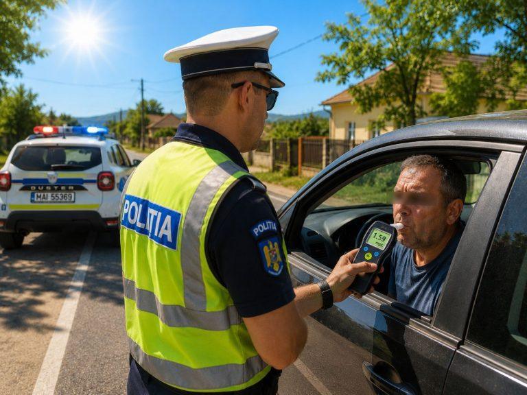 Nu avea voie să conducă, dar s-a urcat și băut la volan: șofer prins cu alcoolemie record în Copalnic